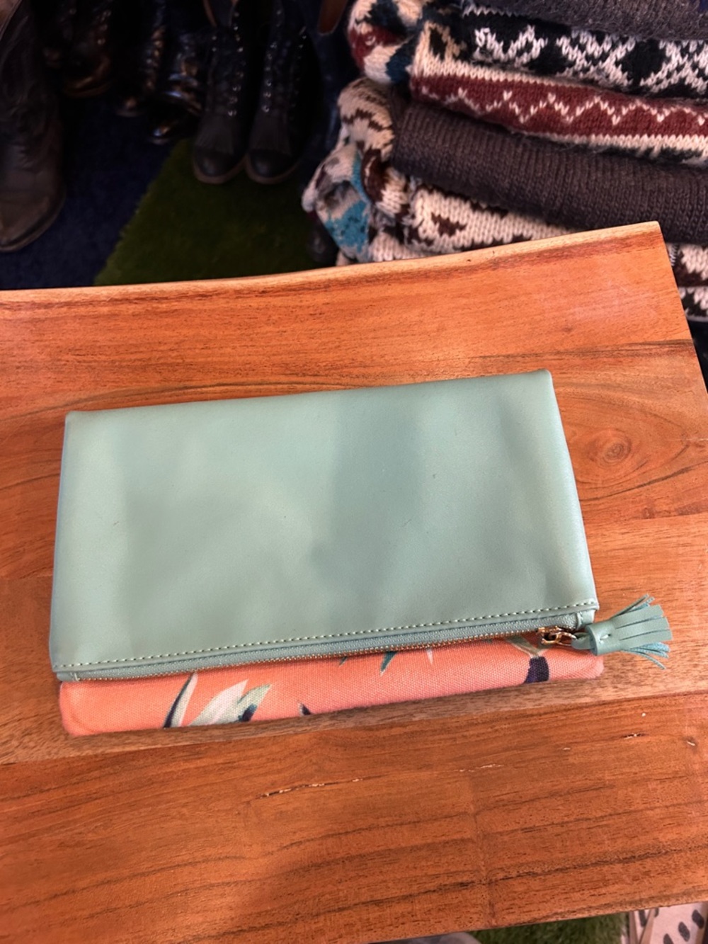Women's Mint Green Fold-Over Clutch Wallet